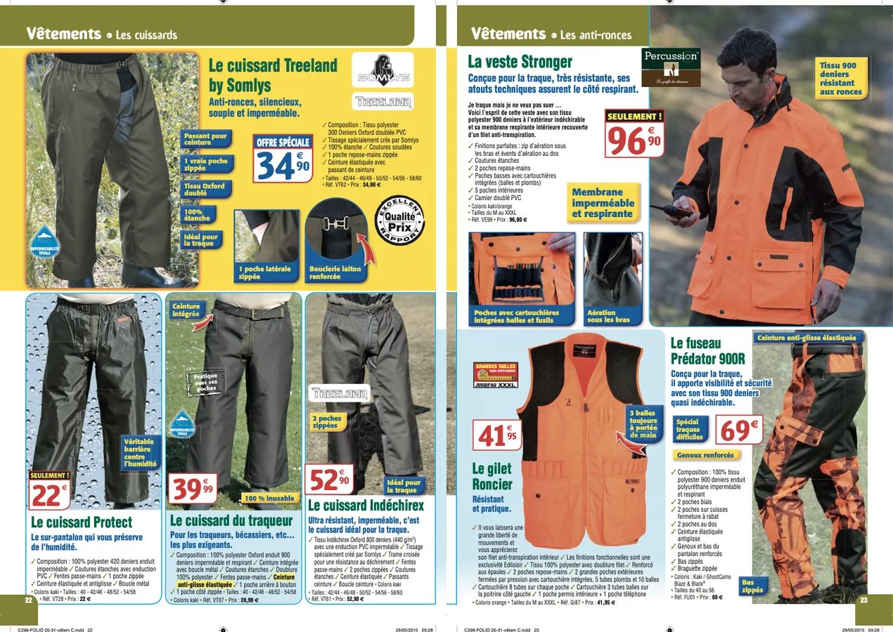 Double page vêtements du catalogue général chasse Ediloisir
