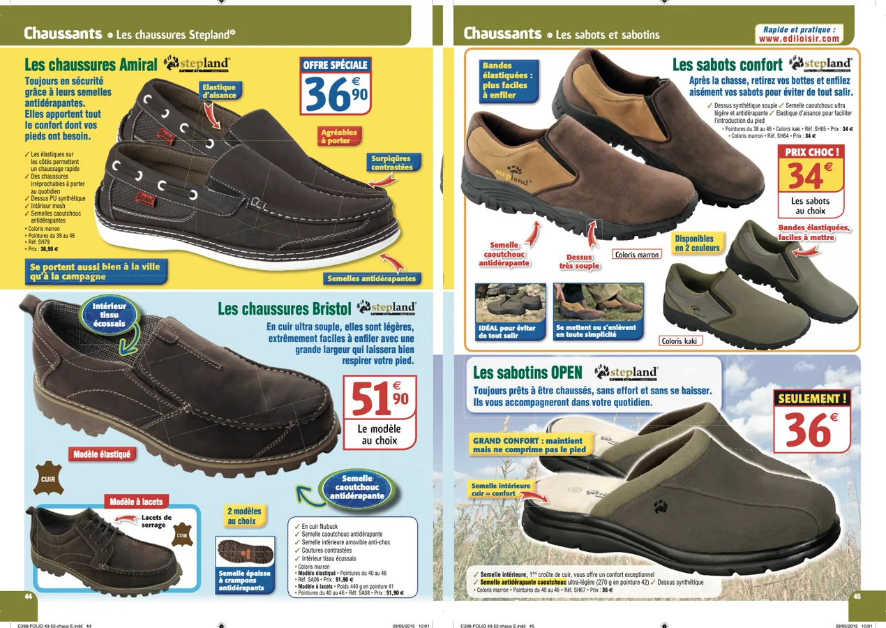 Double page chaussures du catalogue général chasse Ediloisir