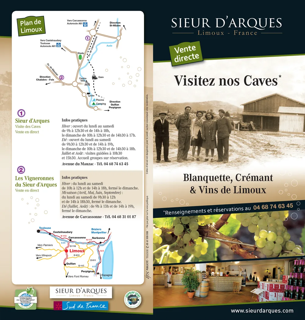 Dépliant Sieur d'Arques « Visitez nos caves »