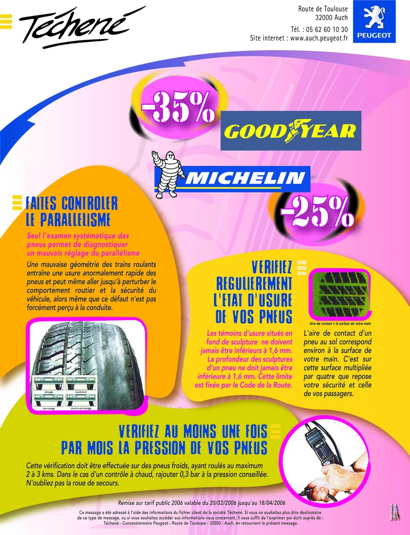 Mailing A4 de la concession Peugeot Techène à Auch