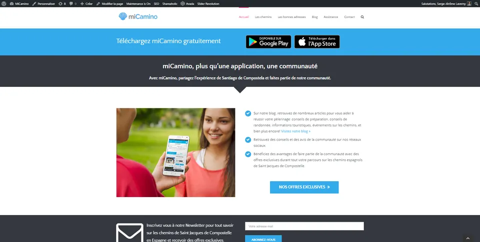 Section communauté et inscription du site miCamino
