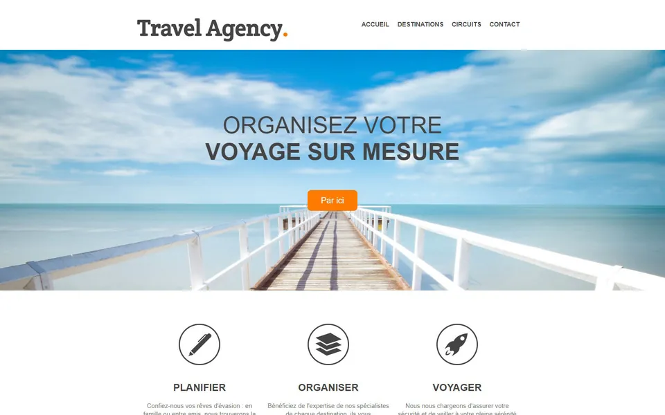 Maquette du site Travel Agency